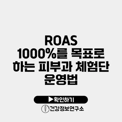 ROAS 1000%를 목표로 하는 피부과 체험단 운영법