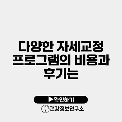 다양한 자세교정 프로그램의 비용과 후기는?