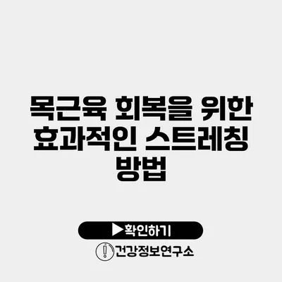 목근육 회복을 위한 효과적인 스트레칭 방법