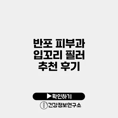 반포 피부과 입꼬리 필러 추천 후기