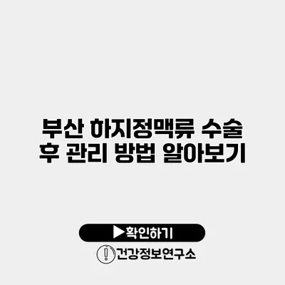 부산 하지정맥류 수술 후 관리 방법 알아보기