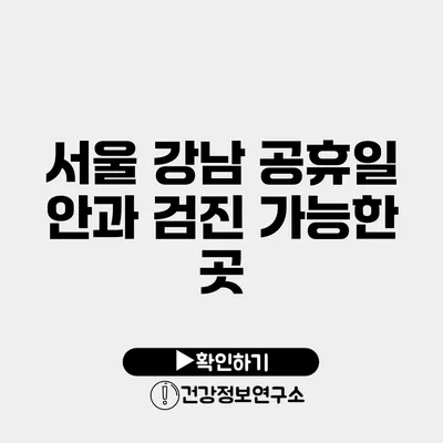 서울 강남 공휴일 안과 검진 가능한 곳