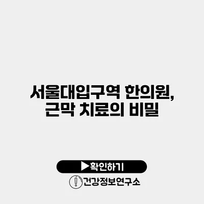 서울대입구역 한의원, 근막 치료의 비밀