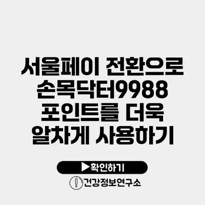 서울페이 전환으로 손목닥터9988 포인트를 더욱 알차게 사용하기