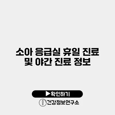 소아 응급실 휴일 진료 및 야간 진료 정보