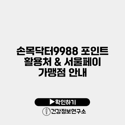 손목닥터9988 포인트 활용처 & 서울페이 가맹점 안내