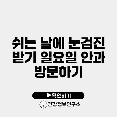 쉬는 날에 눈검진 받기 일요일 안과 방문하기