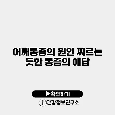 어깨통증의 원인 찌르는 듯한 통증의 해답