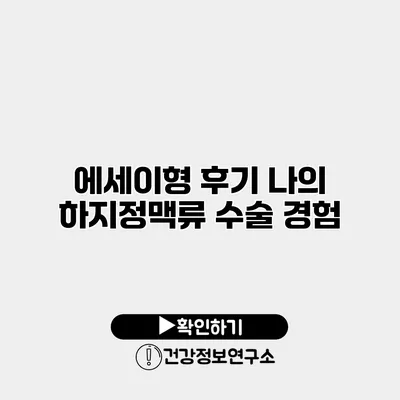 에세이형 후기 나의 하지정맥류 수술 경험