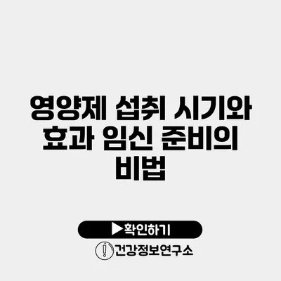 영양제 섭취 시기와 효과 임신 준비의 비법