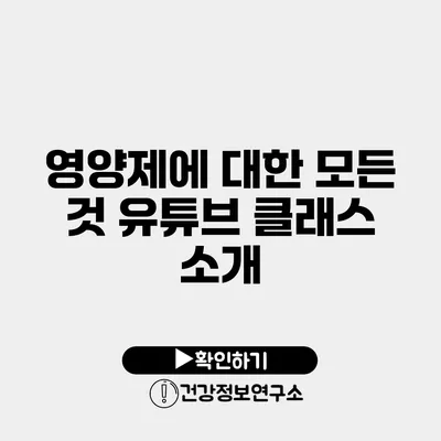 영양제에 대한 모든 것 유튜브 클래스 소개