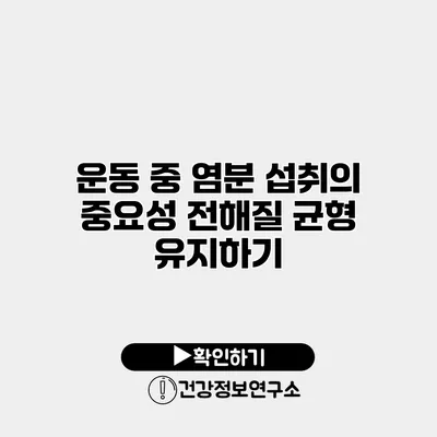 운동 중 염분 섭취의 중요성 전해질 균형 유지하기