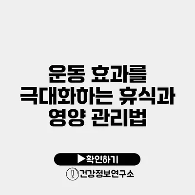 운동 효과를 극대화하는 휴식과 영양 관리법