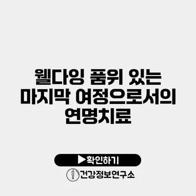 웰다잉 품위 있는 마지막 여정으로서의 연명치료