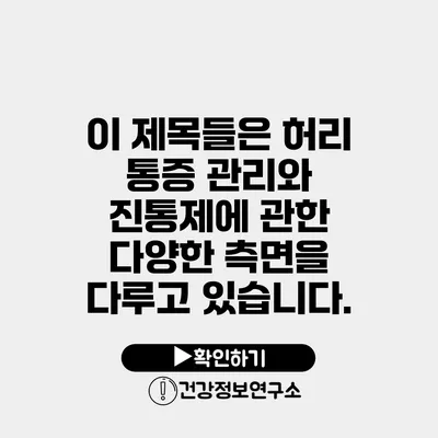 이 제목들은 허리 통증 관리와 진통제에 관한 다양한 측면을 다루고 있습니다.