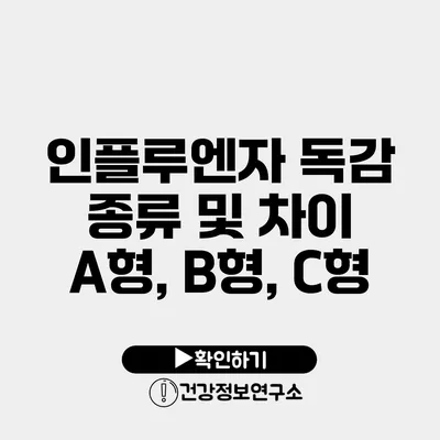 인플루엔자 독감 종류 및 차이 A형, B형, C형