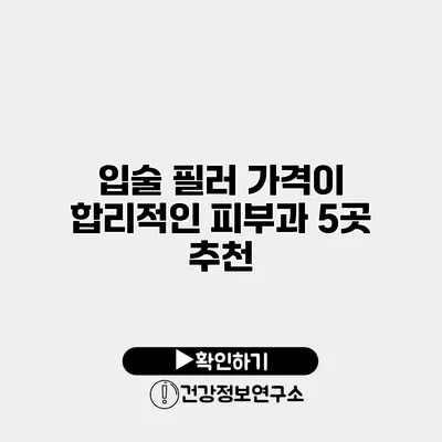 입술 필러 가격이 합리적인 피부과 5곳 추천