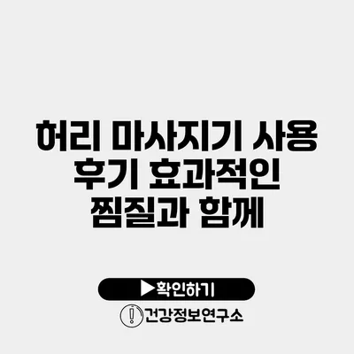 허리 마사지기 사용 후기 효과적인 찜질과 함께