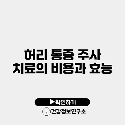 허리 통증 주사 치료의 비용과 효능
