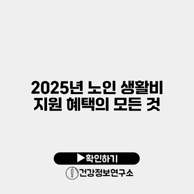 2025년 노인 생활비 지원 혜택의 모든 것