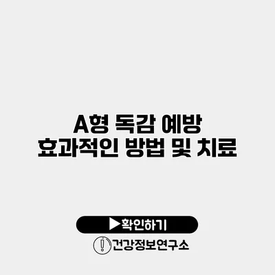 A형 독감 예방 효과적인 방법 및 치료