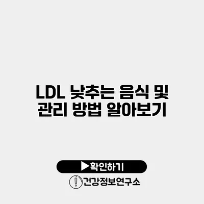 LDL 낮추는 음식 및 관리 방법 알아보기