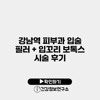 강남역 피부과 입술 필러 + 입꼬리 보톡스 시술 후기