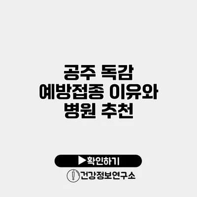 공주 독감 예방접종 이유와 병원 추천