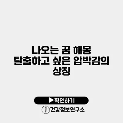 나오는 꿈 해몽 탈출하고 싶은 압박감의 상징