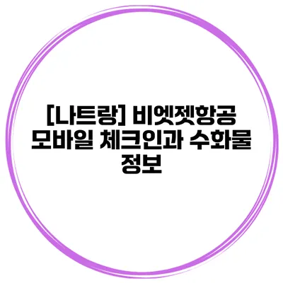 [나트랑] 비엣젯항공 모바일 체크인과 수화물 정보