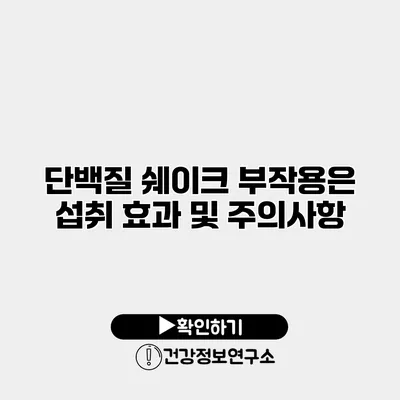 단백질 쉐이크 부작용은? 섭취 효과 및 주의사항