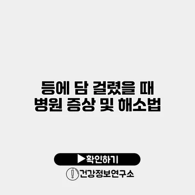 등에 담 걸렸을 때 병원 증상 및 해소법