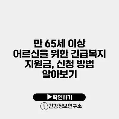 만 65세 이상 어르신을 위한 긴급복지 지원금, 신청 방법 알아보기