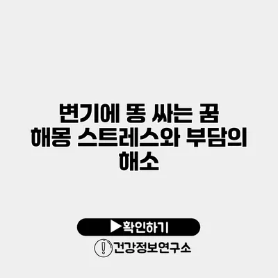 변기에 똥 싸는 꿈 해몽 스트레스와 부담의 해소
