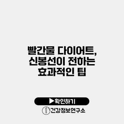 빨간물 다이어트, 신봉선이 전하는 효과적인 팁