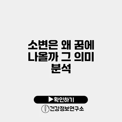 소변은 왜 꿈에 나올까? 그 의미 분석