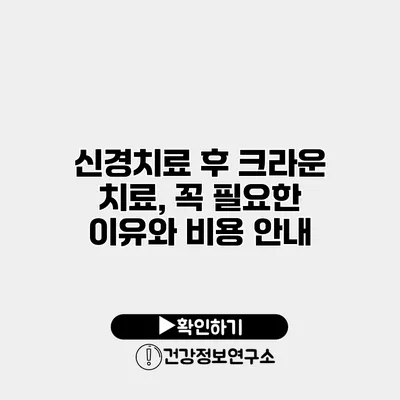 신경치료 후 크라운 치료, 꼭 필요한 이유와 비용 안내