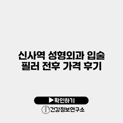 신사역 성형외과 입술 필러 전후 가격 후기