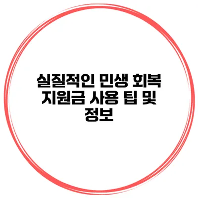 실질적인 민생 회복 지원금 사용 팁 및 정보