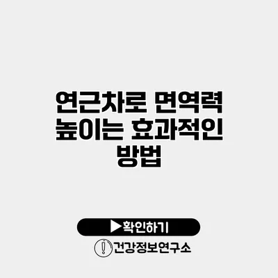 연근차로 면역력 높이는 효과적인 방법