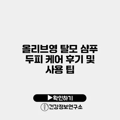올리브영 탈모 샴푸 두피 케어 후기 및 사용 팁