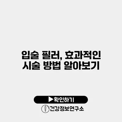 입술 필러, 효과적인 시술 방법 알아보기