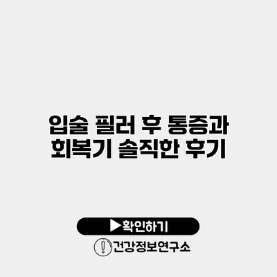 입술 필러 후 통증과 회복기 솔직한 후기