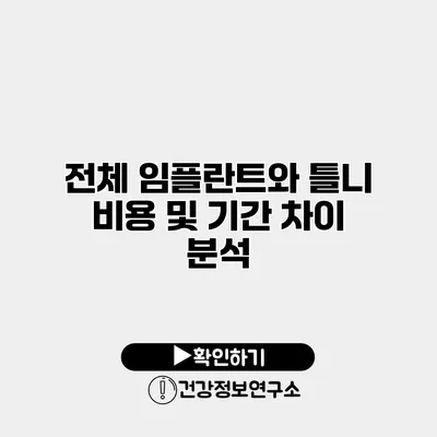전체 임플란트와 틀니 비용 및 기간 차이 분석