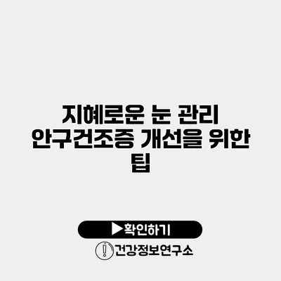 지혜로운 눈 관리 안구건조증 개선을 위한 팁