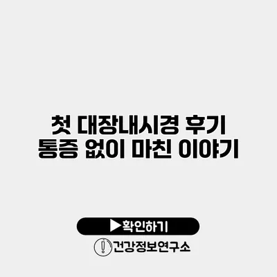 첫 대장내시경 후기 통증 없이 마친 이야기