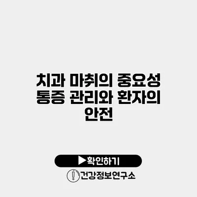 치과 마취의 중요성 통증 관리와 환자의 안전