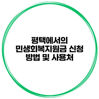 평택에서의 민생회복지원금 신청 방법 및 사용처