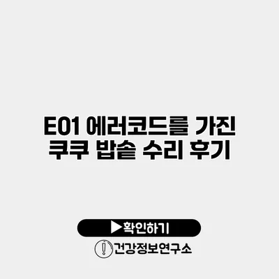 E01 에러코드를 가진 쿠쿠 밥솥 수리 후기