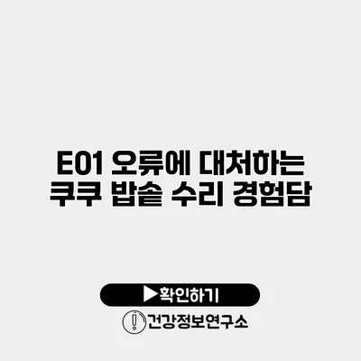 E01 오류에 대처하는 쿠쿠 밥솥 수리 경험담